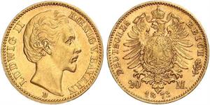 20 Mark Reino de Baviera (1806 - 1918) Oro Luis I de Baviera(1786 – 1868)