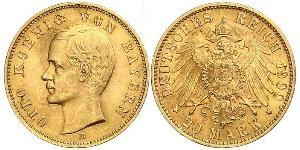 20 Mark Reino de Baviera (1806 - 1918) Oro Otón I de Baviera(1848 – 1916)