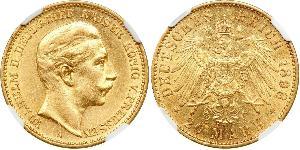 20 Mark Reino de Prusia (1701-1918) Oro Wilhelm II, German Emperor (1859-1941)