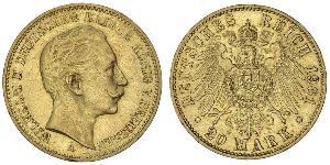 20 Mark Reino de Prusia (1701-1918) Oro Wilhelm II, German Emperor (1859-1941)