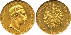 20 Mark Reino de Prusia (1701-1918) Oro Wilhelm II, German Emperor (1859-1941)