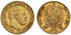 20 Mark Reino de Prusia (1701-1918) Oro Wilhelm I, German Emperor (1797-1888)