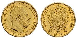 20 Mark Reino de Prusia (1701-1918) Oro Wilhelm I, German Emperor (1797-1888)