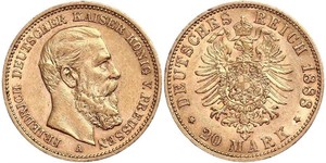 20 Mark Reino de Prusia (1701-1918) Oro Federico III de Alemania (1831-1888)
