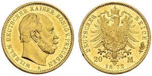 20 Mark Reino de Prusia (1701-1918) Oro Wilhelm I, German Emperor (1797-1888)