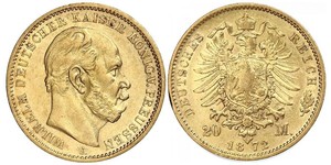 20 Mark Reino de Prusia (1701-1918) Oro Wilhelm I, German Emperor (1797-1888)