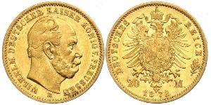 20 Mark Reino de Prusia (1701-1918) Oro Wilhelm I, German Emperor (1797-1888)