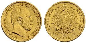 20 Mark Reino de Prusia (1701-1918) Oro Wilhelm I, German Emperor (1797-1888)