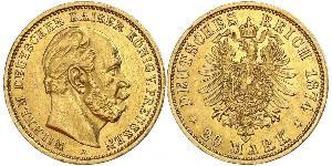 20 Mark Reino de Prusia (1701-1918) Oro Wilhelm I, German Emperor (1797-1888)