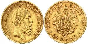 20 Mark Reino de Wurtemberg (1806-1918) Oro Carlos I de Wurtemberg