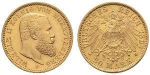 20 Mark Reino de Wurtemberg (1806-1918) Oro Wilhelm II, German Emperor (1859-1941)