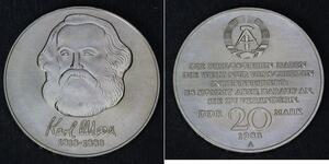 20 Mark Repubblica Democratica Tedesca (1949-1990) Rame/Nichel Karl Marx