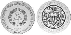 20 Mark German Democratic Republic (1949-1990) Silver 