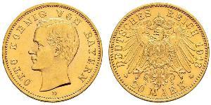 20 Mark 巴伐利亞王國 (1806 - 1918) 金 奥托 (巴伐利亚国王)