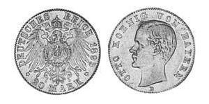 20 Mark 巴伐利亞王國 (1806 - 1918) 金 奥托 (巴伐利亚国王)