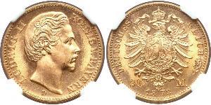 20 Mark 巴伐利亞王國 (1806 - 1918) 金 路德维希一世 (巴伐利亚)