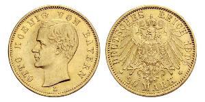 20 Mark 巴伐利亞王國 (1806 - 1918) 金 奥托 (巴伐利亚国王)
