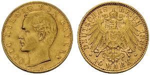 20 Mark 巴伐利亞王國 (1806 - 1918) 金 奥托 (巴伐利亚国王)