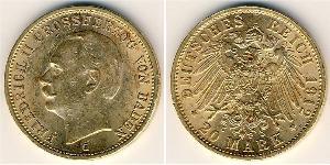 20 Mark 巴登大公國 (1806 - 1918) 金 弗里德里希二世 (巴登)