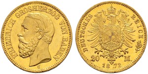 20 Mark 巴登大公國 (1806 - 1918) 金 弗里德里希一世 (巴登)