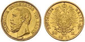 20 Mark 巴登大公國 (1806 - 1918) 金 弗里德里希一世 (巴登)