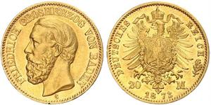 20 Mark 巴登大公國 (1806 - 1918) 金 弗里德里希一世 (巴登)