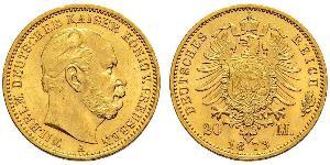 20 Mark 普魯士王國 (1701 - 1918) 金 威廉一世 (德国)
