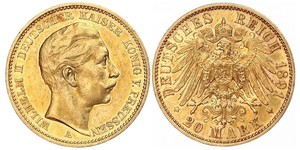 20 Mark 普魯士王國 (1701 - 1918) 金 威廉二世 (德国)