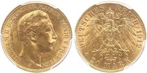20 Mark 普魯士王國 (1701 - 1918) 金 威廉二世 (德国)