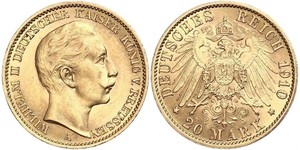 20 Mark 普魯士王國 (1701 - 1918) 金 威廉二世 (德国)