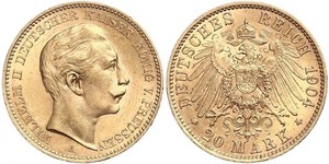 20 Mark 普魯士王國 (1701 - 1918) 金 威廉二世 (德国)