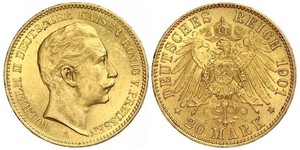20 Mark 普魯士王國 (1701 - 1918) 金 威廉二世 (德国)