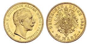 20 Mark 普魯士王國 (1701 - 1918) 金 威廉二世 (德国)