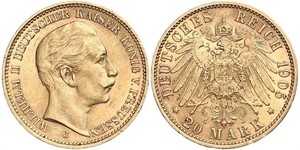 20 Mark 普魯士王國 (1701 - 1918) 金 威廉二世 (德国)