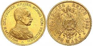 20 Mark 普魯士王國 (1701 - 1918) 金 威廉二世 (德国)