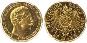 20 Mark 普魯士王國 (1701 - 1918) 金 威廉二世 (德国)