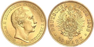 20 Mark 普魯士王國 (1701 - 1918) 金 威廉二世 (德国)