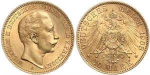 20 Mark 普魯士王國 (1701 - 1918) 金 威廉二世 (德国)
