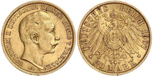 20 Mark 普魯士王國 (1701 - 1918) 金 威廉二世 (德国)