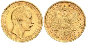 20 Mark 普魯士王國 (1701 - 1918) 金 威廉二世 (德国)