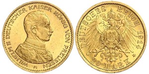 20 Mark 普魯士王國 (1701 - 1918) 金 威廉二世 (德国)