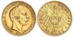 20 Mark 普魯士王國 (1701 - 1918) 金 威廉二世 (德国)