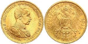 20 Mark 普魯士王國 (1701 - 1918) 金 威廉二世 (德国)