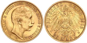 20 Mark 普魯士王國 (1701 - 1918) 金 威廉二世 (德国)