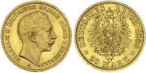 20 Mark 普魯士王國 (1701 - 1918) 金 威廉二世 (德国)