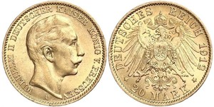 20 Mark 普魯士王國 (1701 - 1918) 金 威廉二世 (德国)