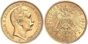 20 Mark 普魯士王國 (1701 - 1918) 金 威廉二世 (德国)