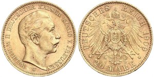 20 Mark 普魯士王國 (1701 - 1918) 金 威廉二世 (德国)