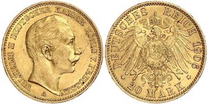 20 Mark 普魯士王國 (1701 - 1918) 金 威廉二世 (德国)