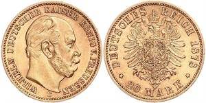 20 Mark 普魯士王國 (1701 - 1918) 金 威廉一世 (德国)